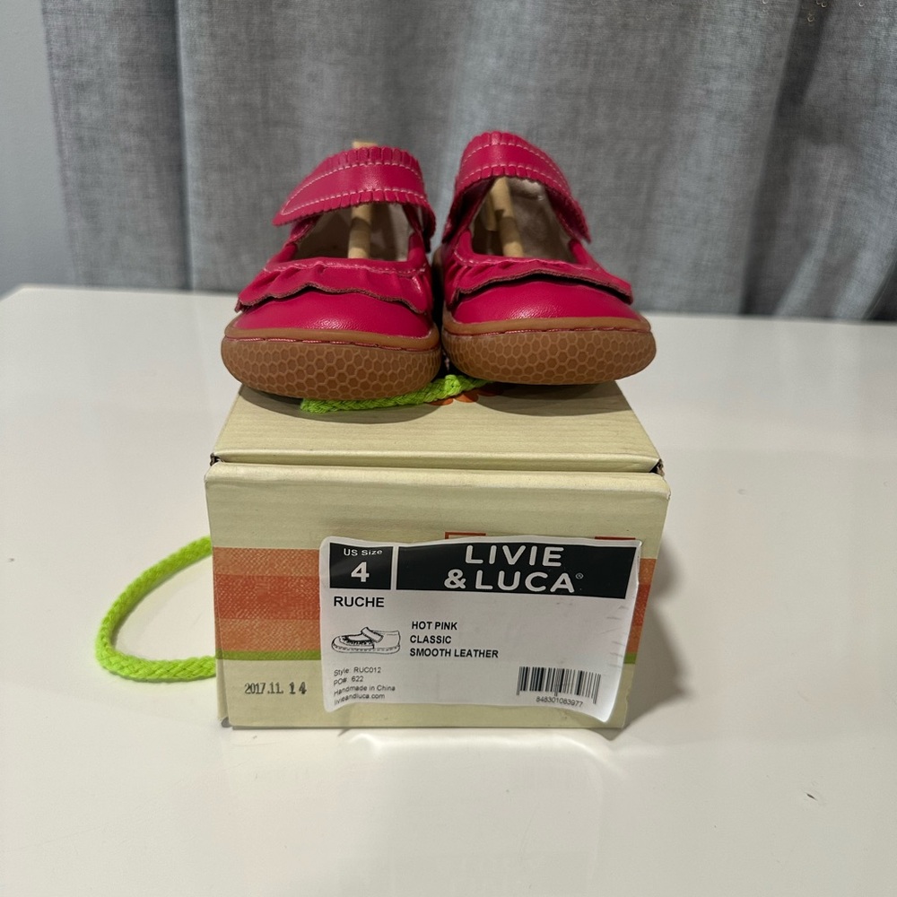 Livie&luca little girl hot pink classic ruche smooth leather ruffled sho…